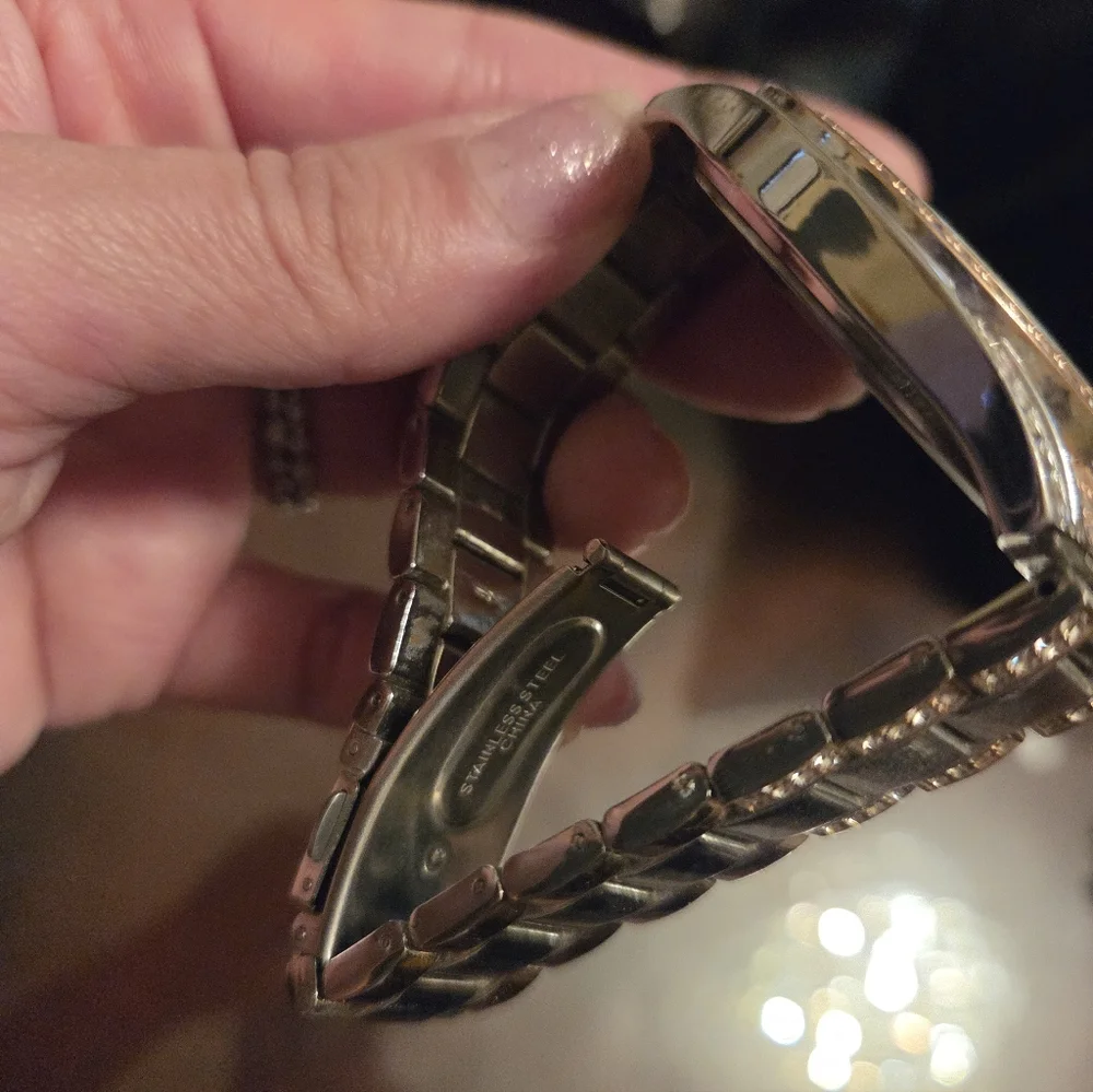 Bebe Women's Crystal-Embellished Silver and Rose Gold Watch - Picture 6 of 6